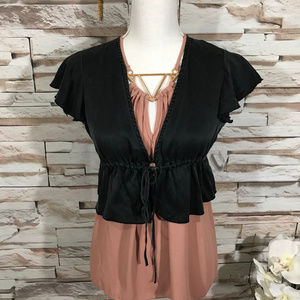 Oxoxo Black Silk Crop Top Sz M (B21)